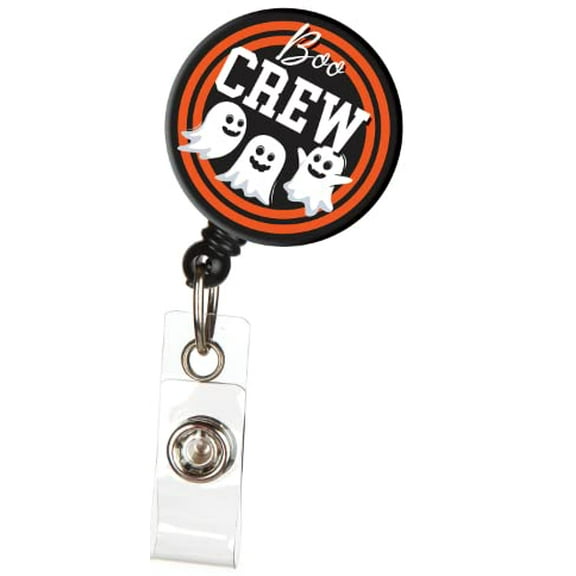 ID Avenue Retractable Badge Holder 32" Nurse Badge Reels Retractable for Nurses Doctors Teachers Students Office Worker with 360 Swivel Alligator Clip Cute Badge Holder (Boo Crew)