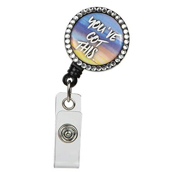 ID Avenue Retractable Badge Holder 32" Nurse Badge Reels Retractable for Nurses Doctors Teachers Students Office Worker with 360° Swivel Alligator Clip Cute Badge Holder (You've Got This)
