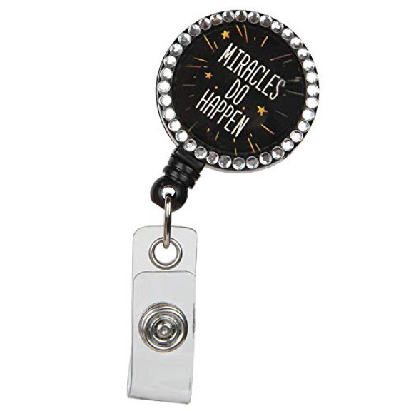 ID Avenue Retractable Badge Holder 32" Nurse Badge Reels Retractable for Nurses Doctors Teachers Students Office Worker with 360° Swivel Alligator Clip Cute Badge Holder (Miracles Do Happen)