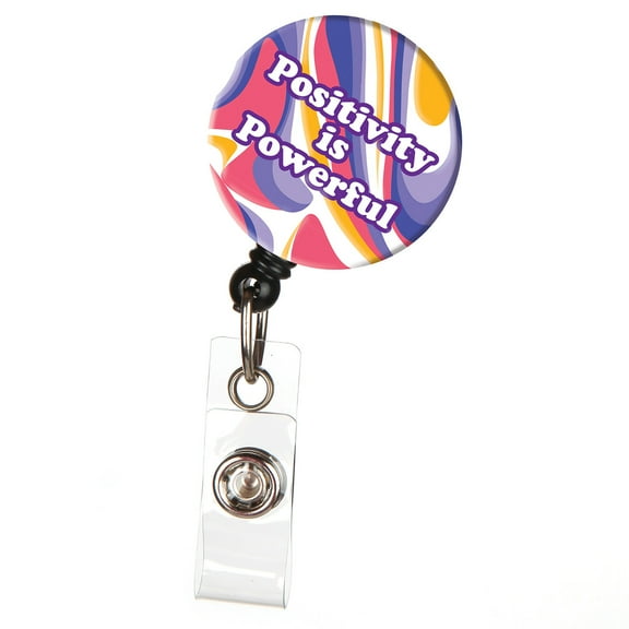 ID Avenue Retractable Badge Holder 32" Positivity is Powerful ID Badge Reel with 360 Swivel Clip
