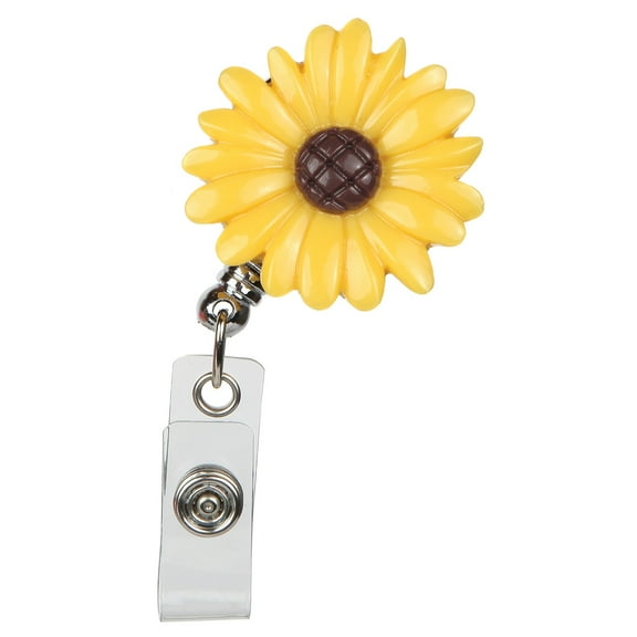 ID Avenue Retractable Badge Holder 32"Yellow Sunflower ID Badge Reel with 360 Swivel Alligator Clip