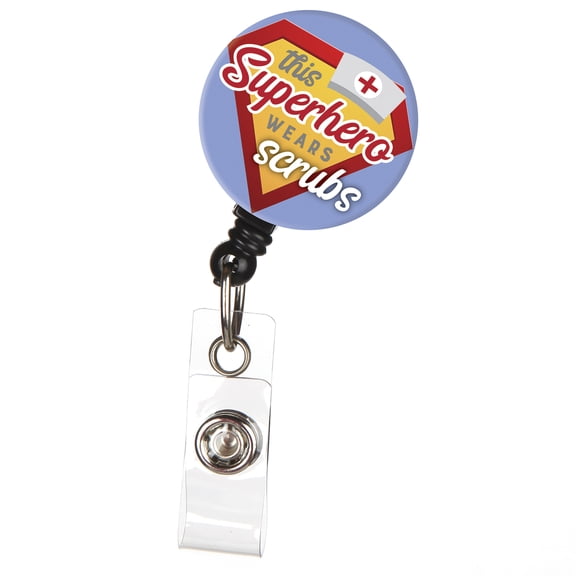 ID Avenue This Superhero Wears Scrubs Nurse Retractable ID Badge Reel Badge Holder 32" & 3.5L