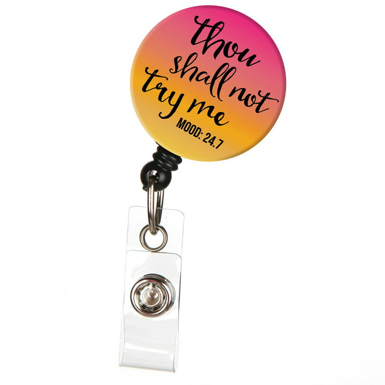 ID Avenue Thou Shall Not Try Me Funny Saying Retractable ID Badge Reel  Office Name Tag Holder 