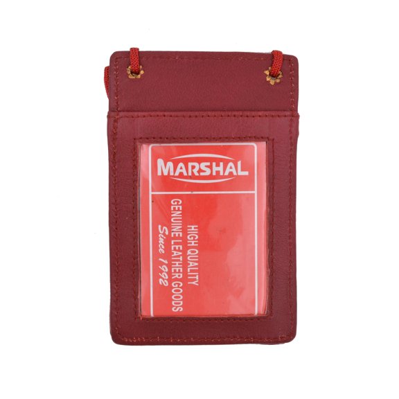 ID Badge Card Holder Leather Vertical Clip Neck Strap Lanyard Necklace Case