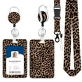 thumbnail image 1 of ID Badge Holder Lanyard Classic Brown Leopard Retractable Reel Clip Breakaway Vertical Card Holder, 1 of 5