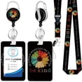 thumbnail image 1 of ID Badge Holder with Breakaway Lanyard, Retractable Badge Reel Clip, Lanyards for Hard Vertical ID Card Holders for Office, School, Teachers, - Rainbow Daisy, 1 of 6