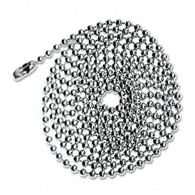 ID Badge Holder Chain - Nickel-Plated Beaded - 36 in - Box of 100 - Durable Design