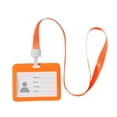 thumbnail image 1 of ID Badge Holder, Double-Sided Windows Horizontal Hard Plastic Case, Detachable Neck Lanyard, Card Protector for Office School ID Credit Cards Proximity Key Cards (Orange), 1 of 3