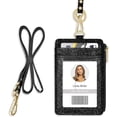 thumbnail image 1 of Azrra ID Badge Holder with Lanyard, Vertical Bling Shiny Black ID Badge Card Holder and a Detachable Neck Lanyard, 1 of 7