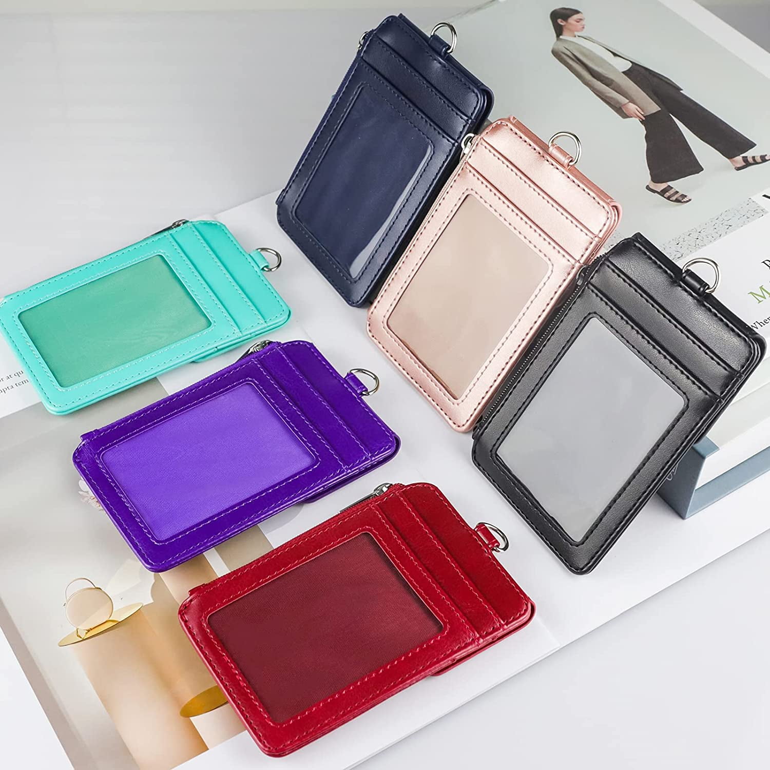 ID Badge Holder with Retractable Lanyard, 4 Card Slots ID Card Holder