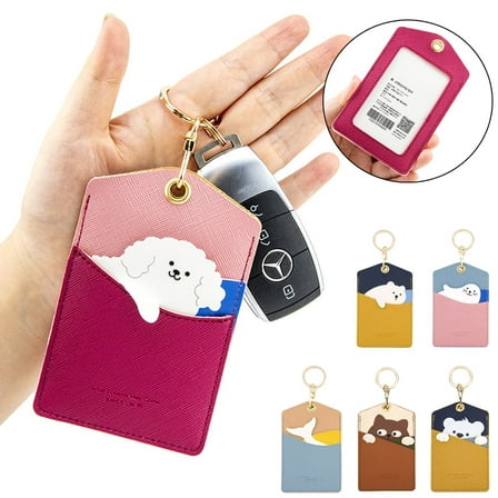 ID Badge Holder with Keychain, Cute Cartoon Card Cover Name Tag Pendant Vertical ID Protector Bage for Nurse Nursing Doctor Teacher Student