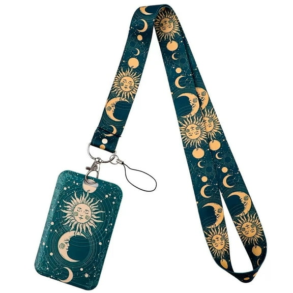 ID Badge Lanyard Detachable Unique Sun God Design with Card Holder