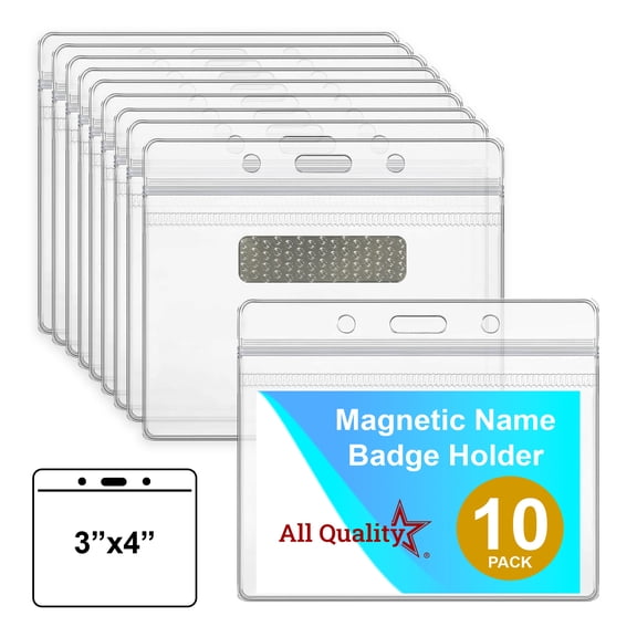 ID Badge with Magnet Backing - 10 Pack | Professional Name Badge Holders with Clear Images & Secure Magnetic Fastening
