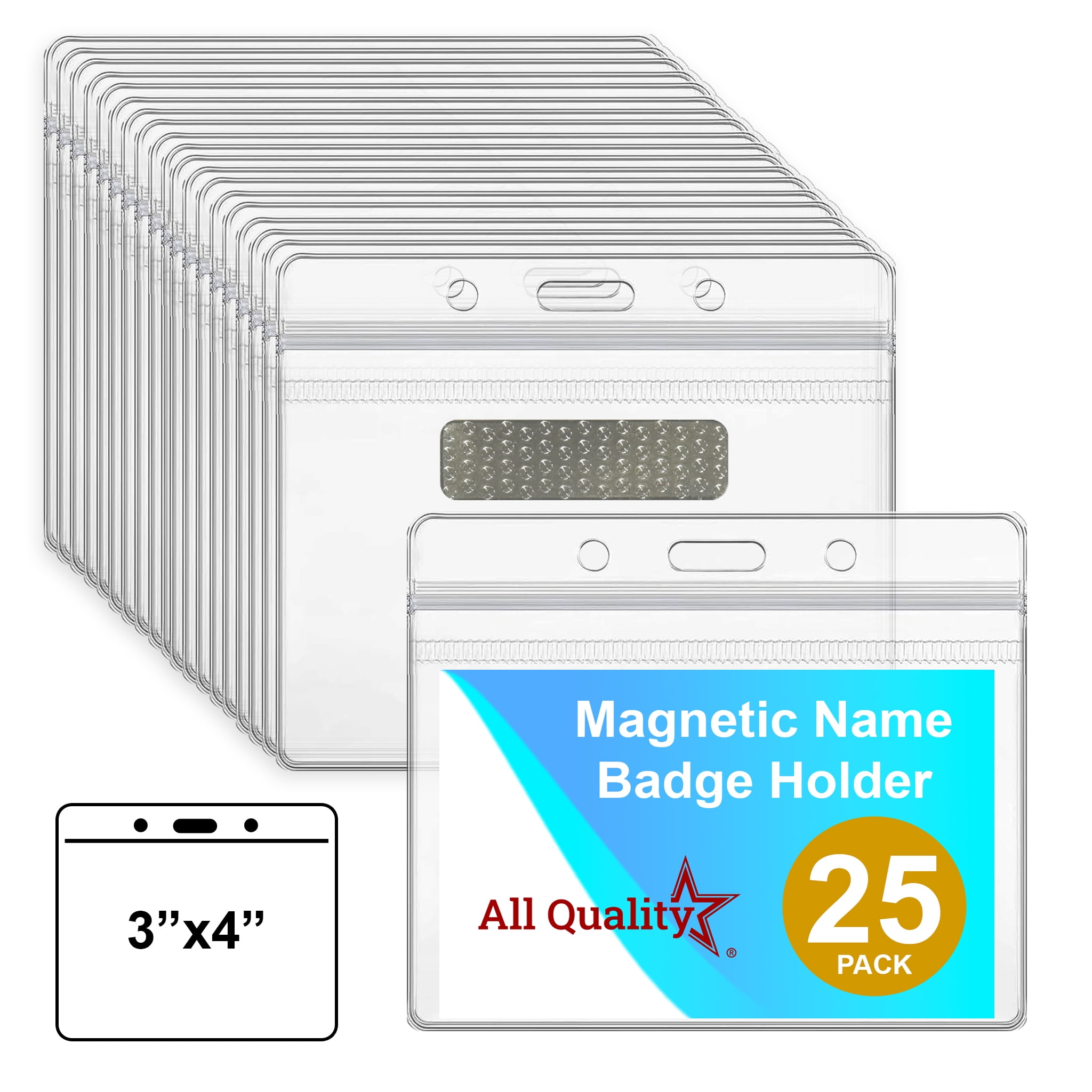 ID Badge with Magnet Backing - 25 Pack | Professional Name Badge Holders with Clear Images & Secure Magnetic Fastening