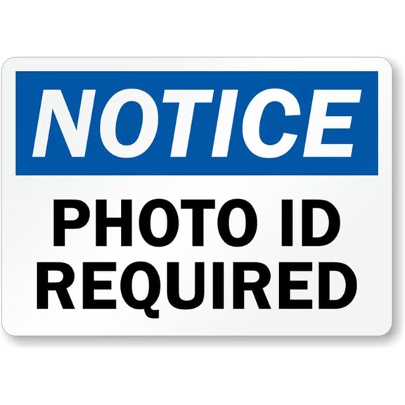 ID Badges Required Sign: Photo ID Required Man Cave Garage Shop Bar Restaurant Home Decor Metal Sign, 12" x 8"