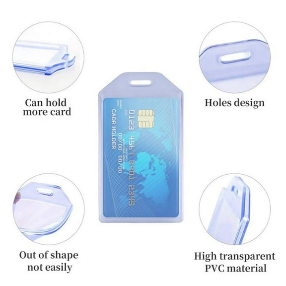 ID Card Badge Holder, Hard Plastic Vertical Silicone Soft Clear PVC Card Holder