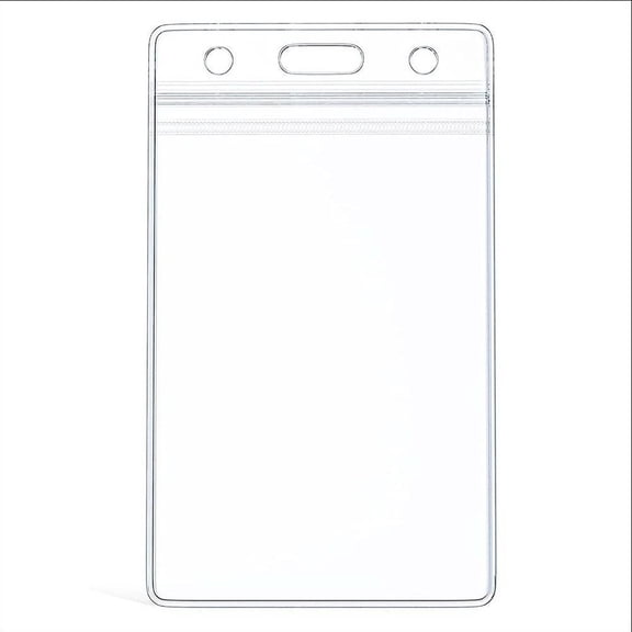 ID Card Holder, Clear Waterproof Vertical PVC, 10 Pack Heavy Duty Transparent Name Badge Holders with Resealable Zip, for Office School Employee ID Badges Meeting Access Cards Exhibition Credentials