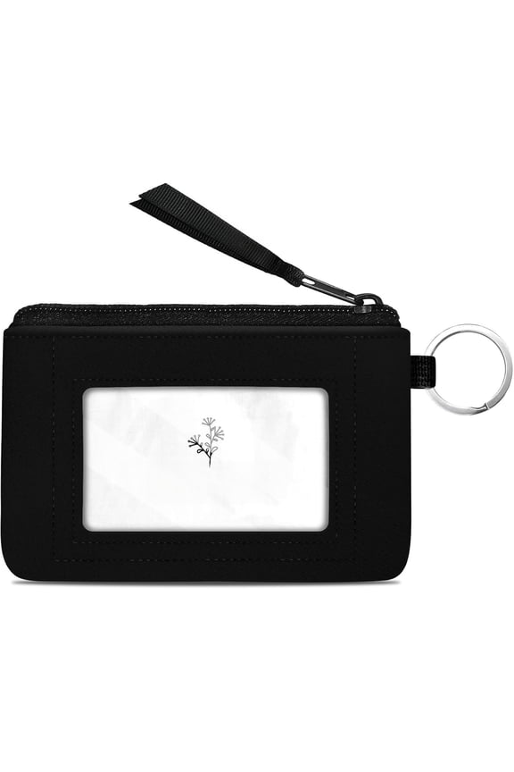 ID Case Wallet with Clear ID Window Zipper Cute Purse for Women Water Resistant Small Pouch-Black Wallet
