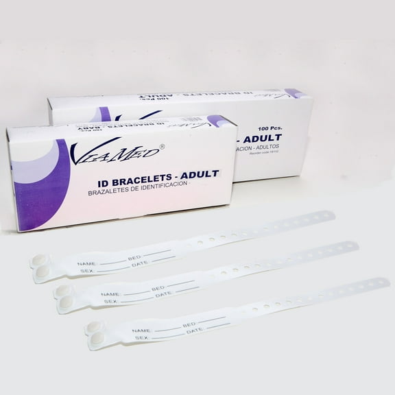 ID Identification Bracelet WHITE Adult Hospital Medical Disposable 100 Pcs. NEW