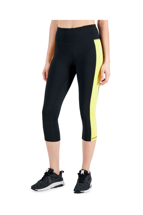 ID Ideology Active Petite Colorblocked Cropped Leggings Noir Bold Lemon PM