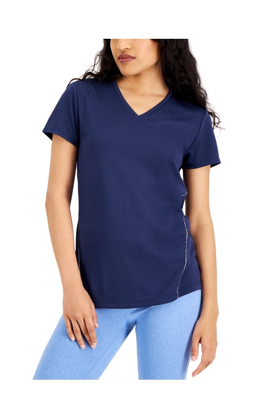 ID Ideology Active Reflective V-Neck T-Shirt Indigo Sea L