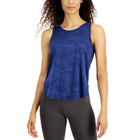 ID Ideology Jacquard Camo Tank Top Tartan Blue XL