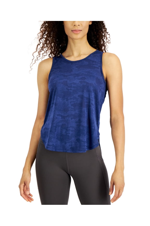 ID Ideology Jacquard Camo Tank Top Tartan Blue XL