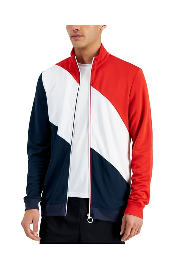 ID Ideology Men's Regular Fit Colorblocked Track Jacket Red Size -2XL