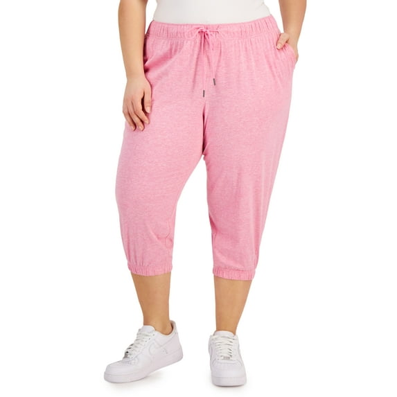 ID Ideology Performance Plus Size Cropped Jogger Pants Candy Pink Heather 1X