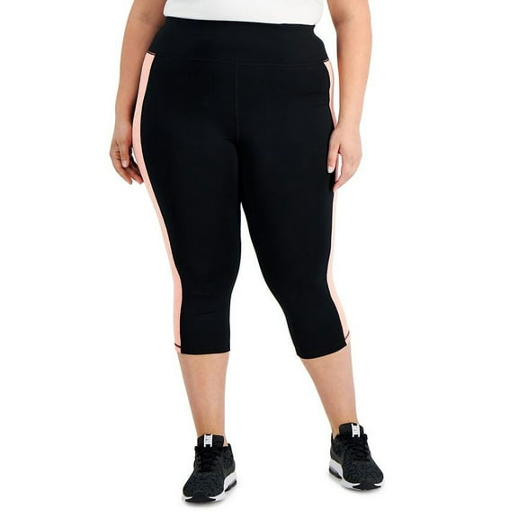 ID Ideology Plus Size Colorblocked Capri Leggings Noir Sp Tulip 1X