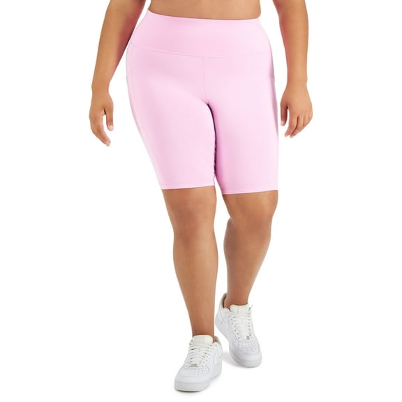 ID Ideology Plus Size Pull On Bicycle Shorts Pink Stone 3X