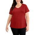 thumbnail image 1 of ID Ideology Plus Size Rapidry V Neck Performance T-Shirt Licorice Red 1X, 1 of 3