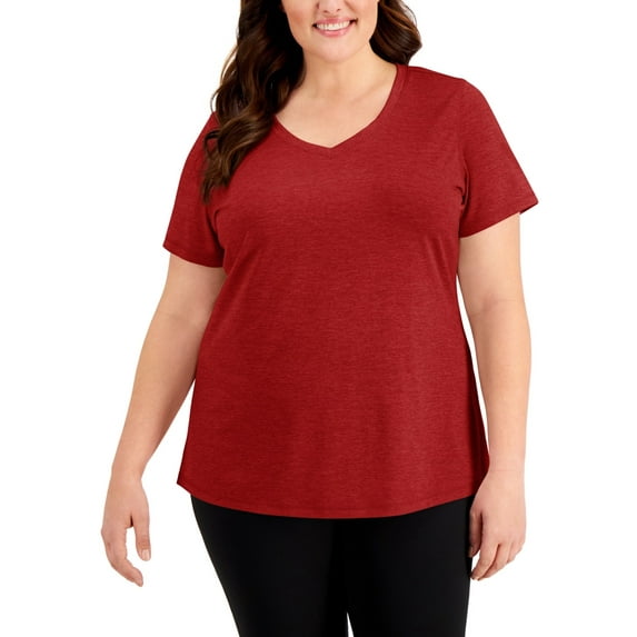 ID Ideology Plus Size Rapidry V Neck Performance T-Shirt Licorice Red 1X