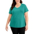 thumbnail image 1 of ID Ideology Plus Size Rapidry V Neck Performance T-Shirt Tropical Surf 1X, 1 of 3