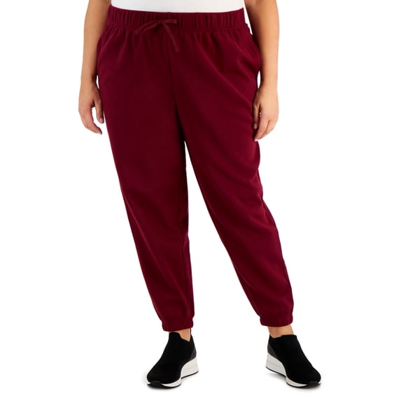 ID Ideology Plus Size Solid Fleece Jogger Pants Malbec 4X