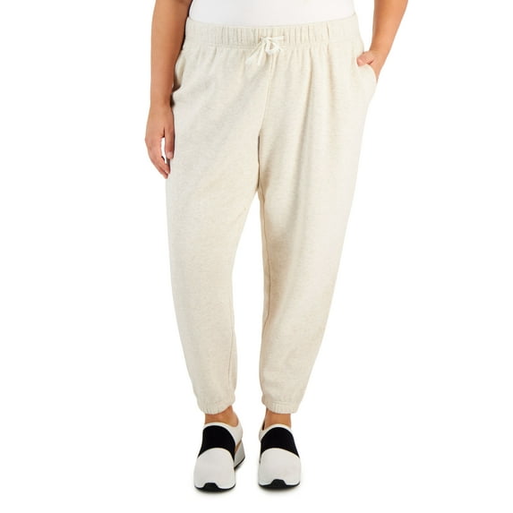 ID Ideology Plus Size Solid Fleece Jogger Pants Sand Heather 3X