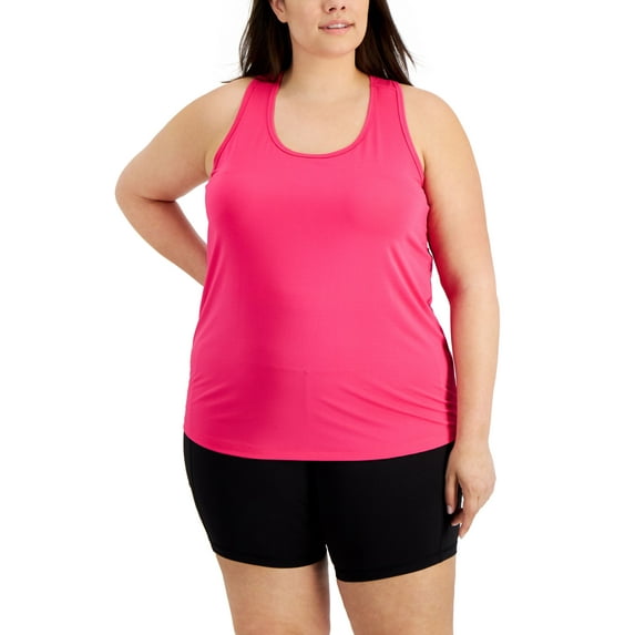ID Ideology Plus Size Textured Tank Top Fiery Pink 2X
