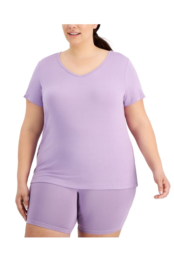 ID Ideology Trendy Plus Solid V Neck T-Shirt Rhapsody 1X