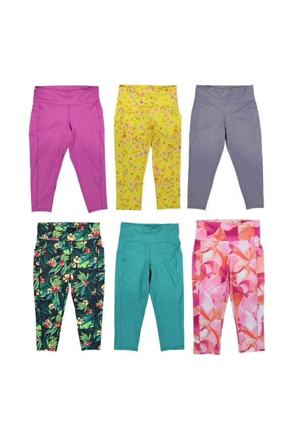 ID Ideology Women High-Waist Side-Pocket 7/8 Leggings, Gray, XL