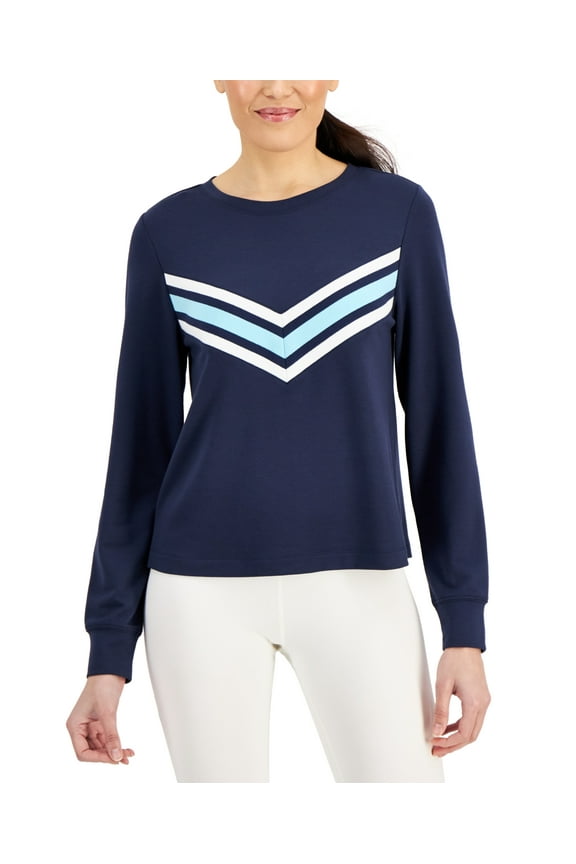 ID Ideology Women's Active Chevron Top Blue Size X-Small