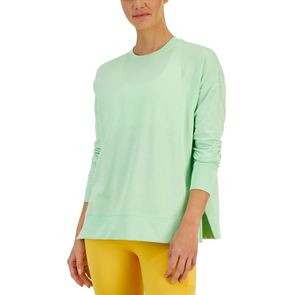 ID Ideology Womens Active Solid Crewneck Top Green Ash M