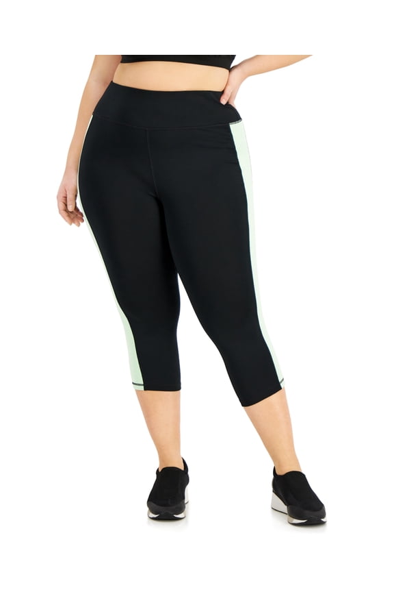 ID Ideology Women's Colorblocked Capri Leggings Green Size 2X