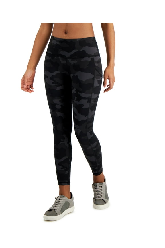 ID Ideology Womens Compression Active 7/8 Ankle Leggings Deep Black XS