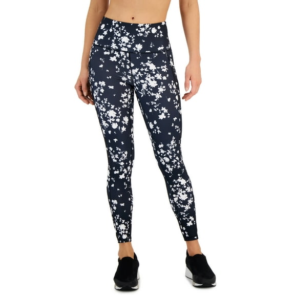 ID Ideology Womens Compression Floral Print Side Pocket 7/8 Leggings Pansy Poppyseed XS