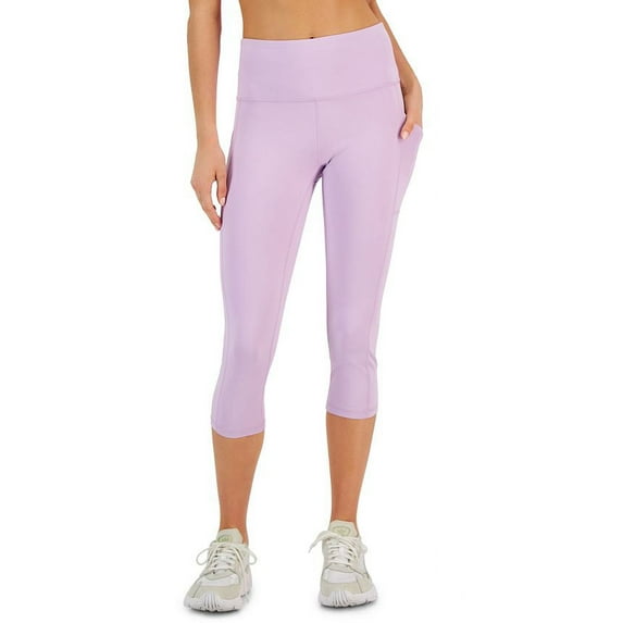 ID Ideology Womens Compression High Rise Side Pocket Cropped Leggings Purple Cosmos M