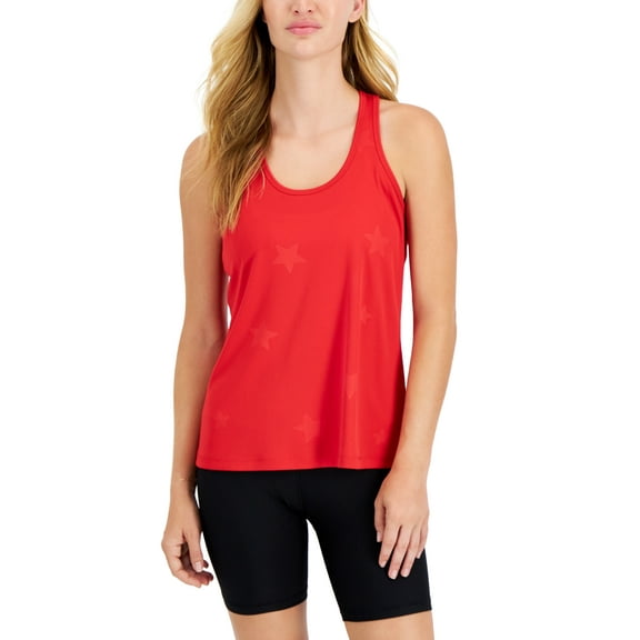 ID Ideology Womens Embossed Star Racerback Tank Licorice Red L
