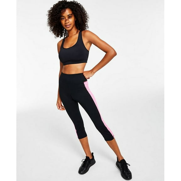 ID Ideology Women's Essentials Colorblocked Cropped Leggings Black Size 2X