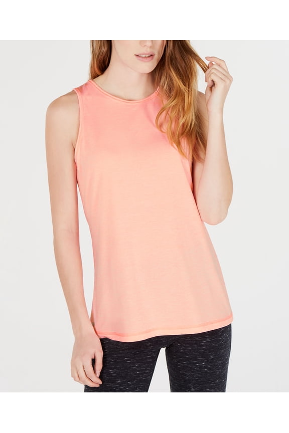 ID Ideology Womens Essentials Heathered Keyhole Back Tank Top Spring Tulip XL