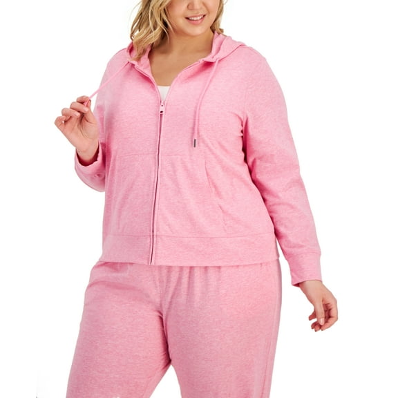 ID Ideology Women's Full Zip Hooded Jacket Pink Size 1X