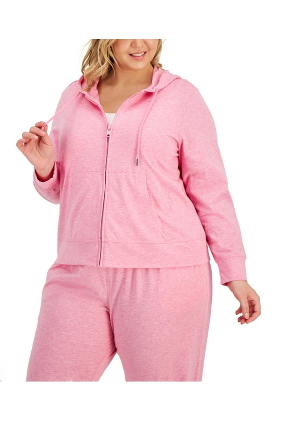 ID Ideology Women's Full Zip Hooded Jacket Pink Size 1X